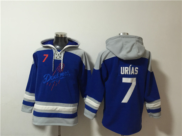 Men's Blue Los Angeles Dodgers #7 Julio Urías Ageless Must-Have Lace-Up Pullover Hoodie